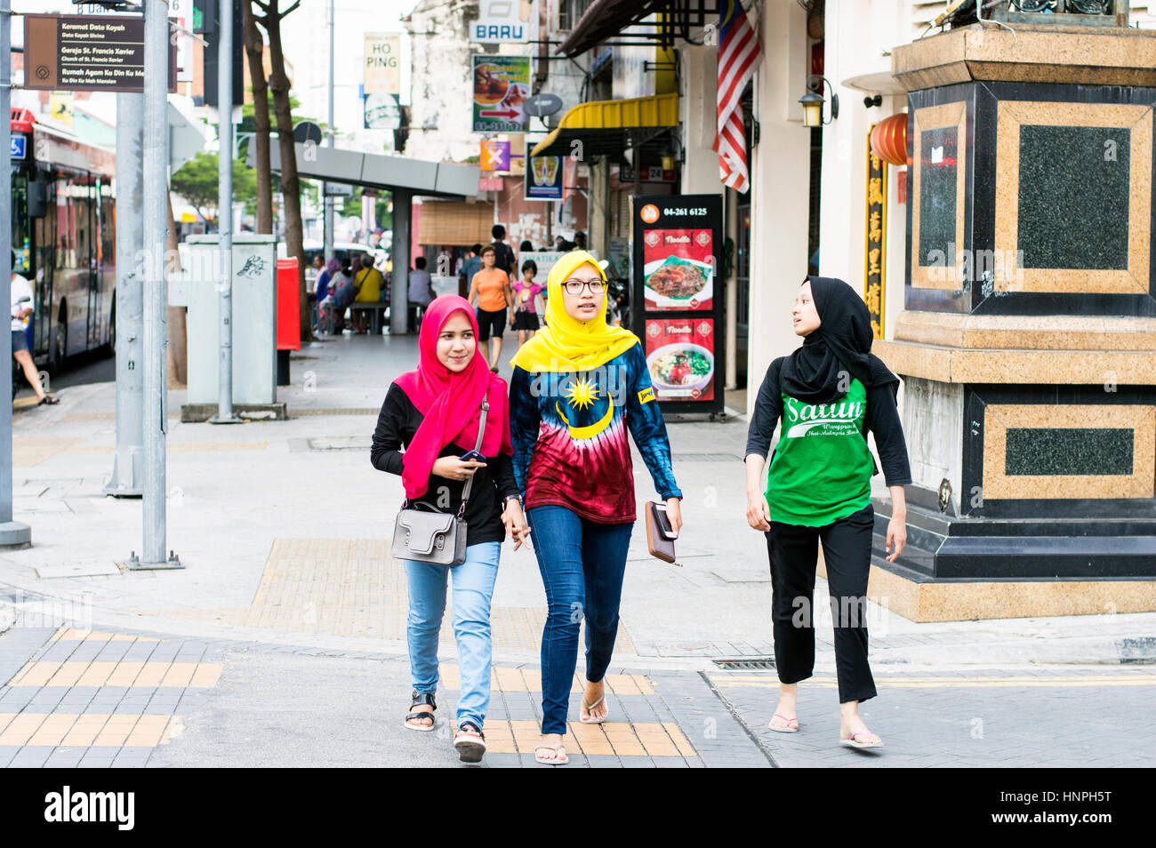 Pedestrians, Jalan Penang, Georgetown, Penang, Malaysia Stock Photo