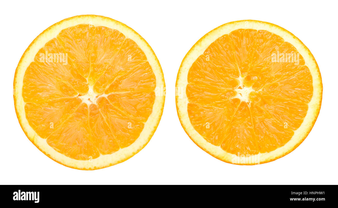 Two orange slice isolated on white with clipping path Stock Photo - Alamy
