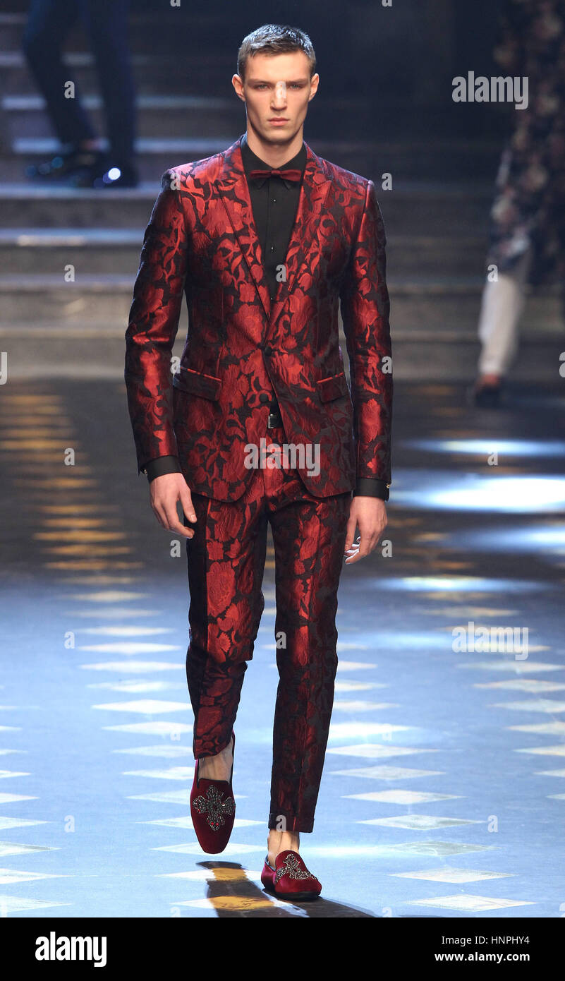 Milan Men's Fashion Week Fall/Winter 2017/2018 - Dolce & Gabbana - Catwalk  Featuring: Model Where: Milan,