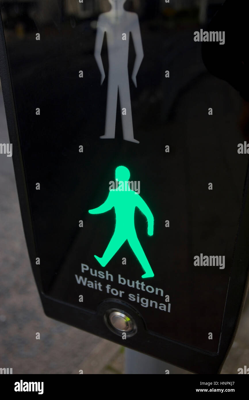 Green Man Pedestrian Crossing Sign Stock Photo