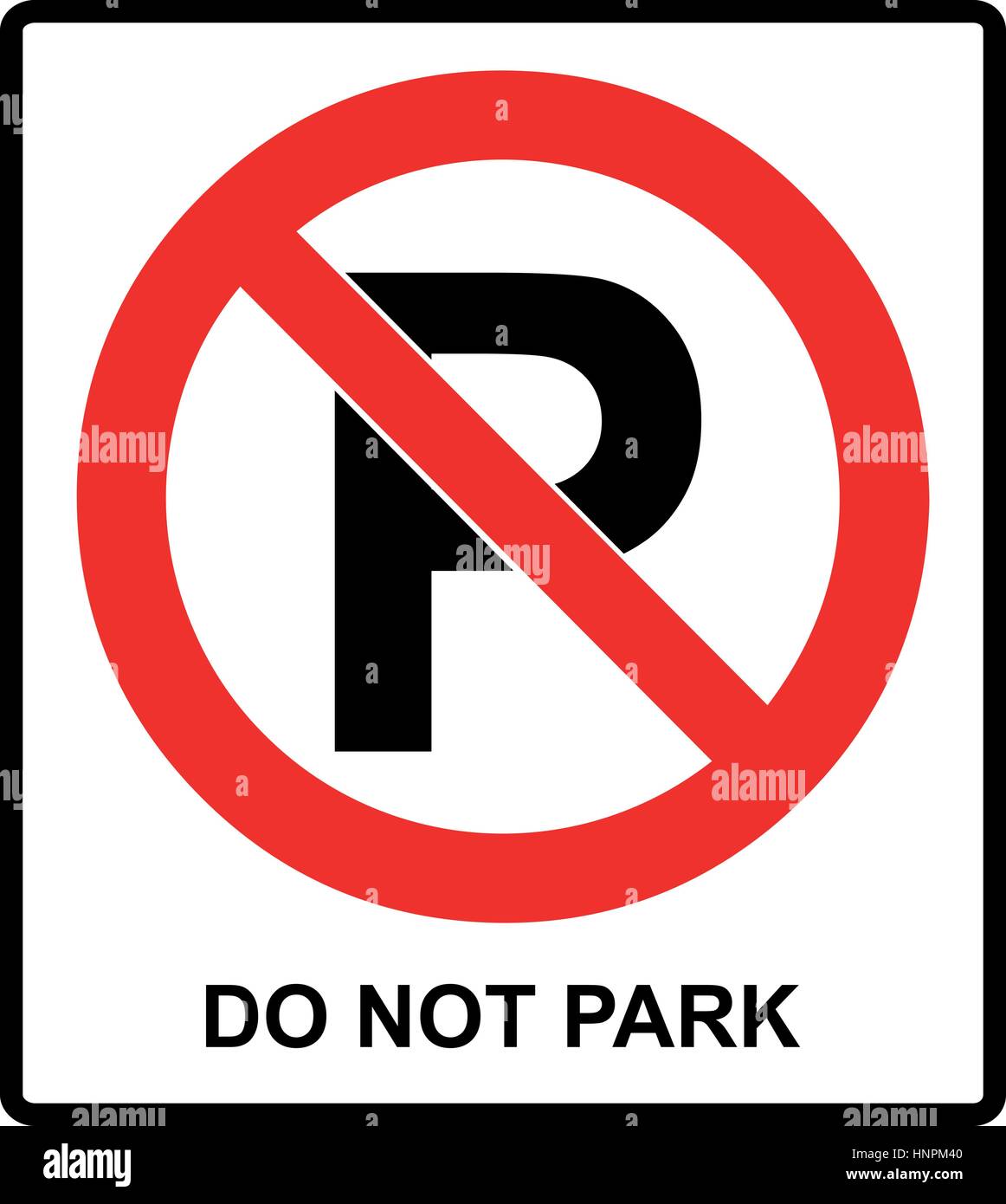 Not parking sign vector symbol in red prohibition circle do not park