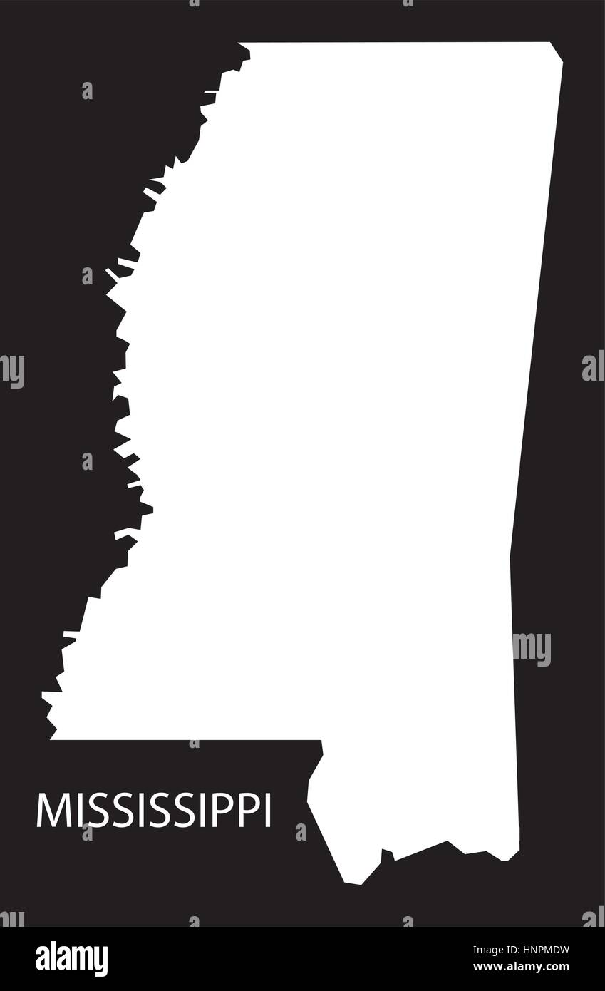 Mississippi USA Map black inverted silhouette Stock Vector Image & Art ...