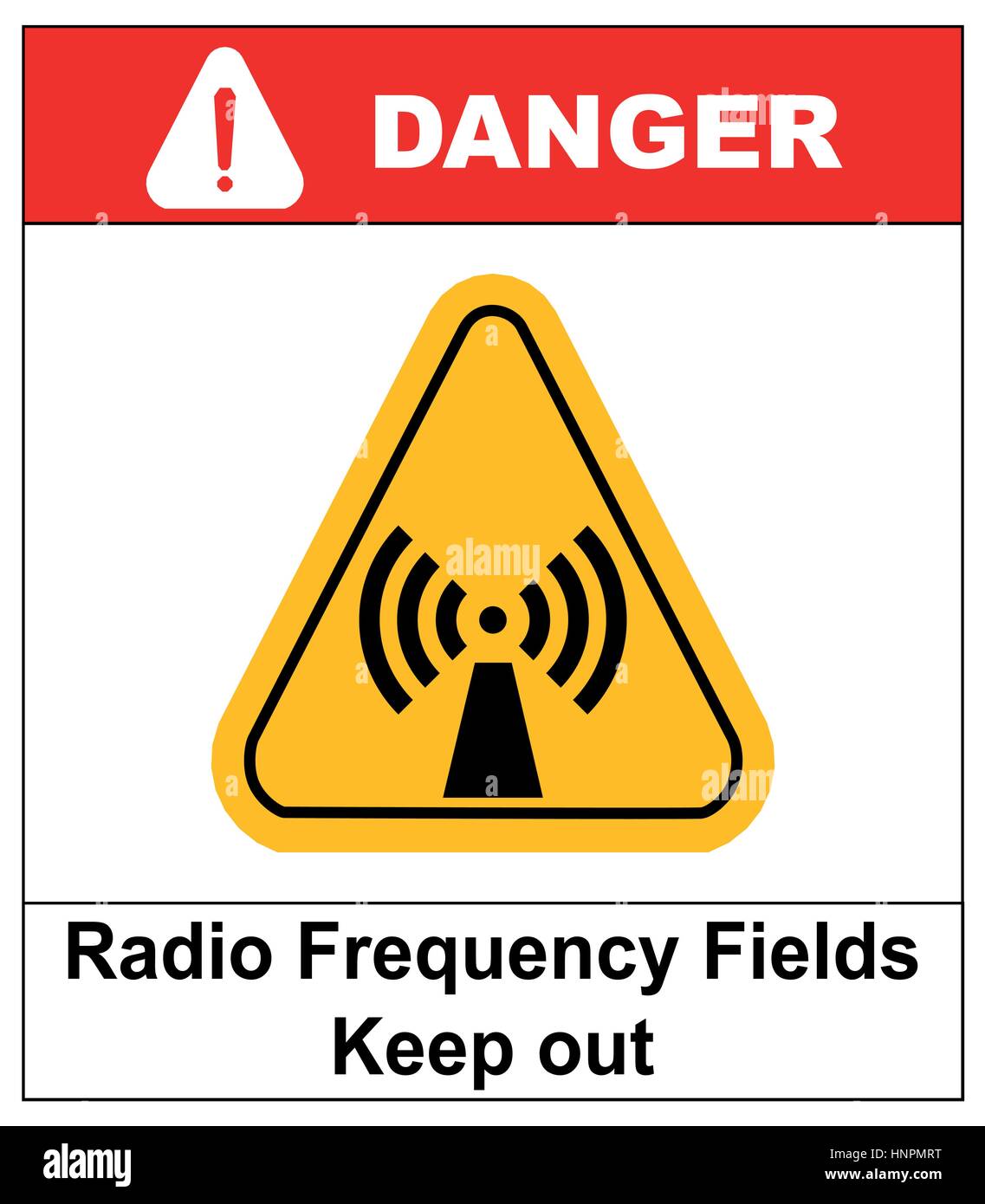 Danger banner radio frequency field in yellow triangle keep out official  international hazard warning signs label for public places vector  illustratio Stock Vector Image & Art - Alamy