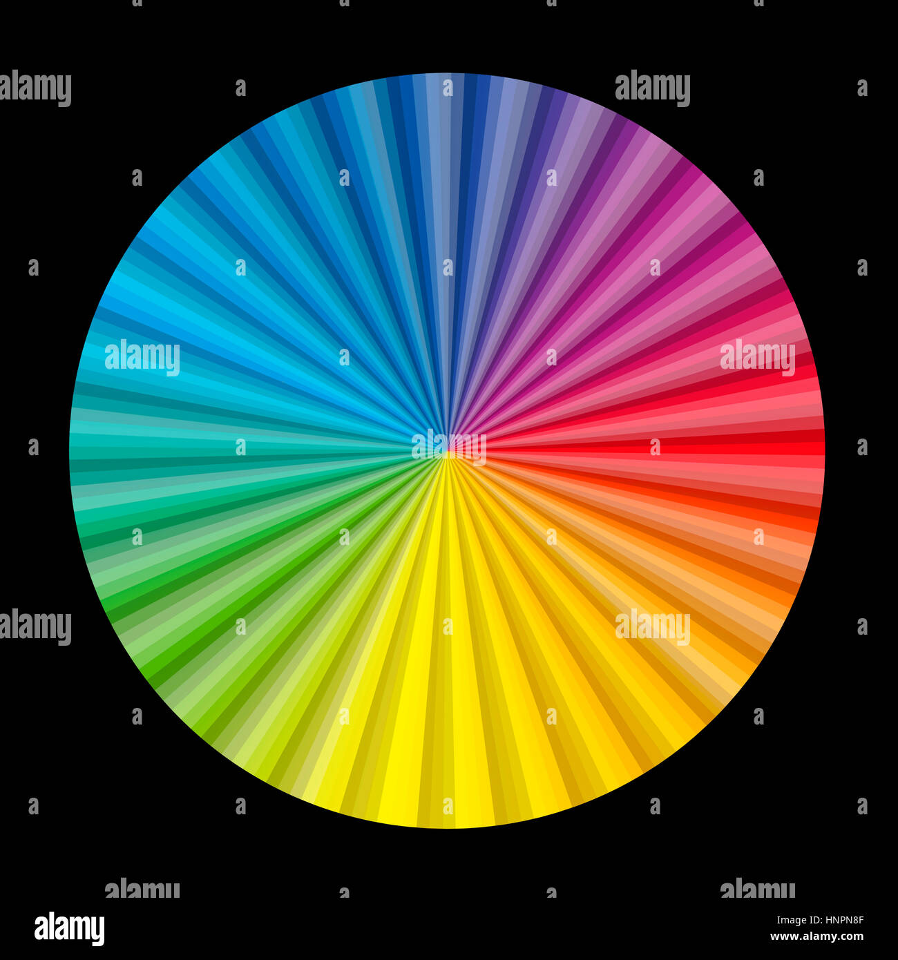 Circular Color Gradient Chart Fan Black Stock Photo