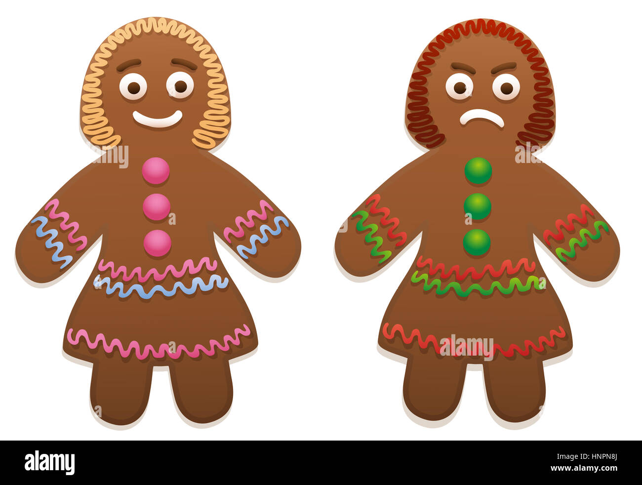 Gingerbread Man Woman Happy Angry Stock Photo