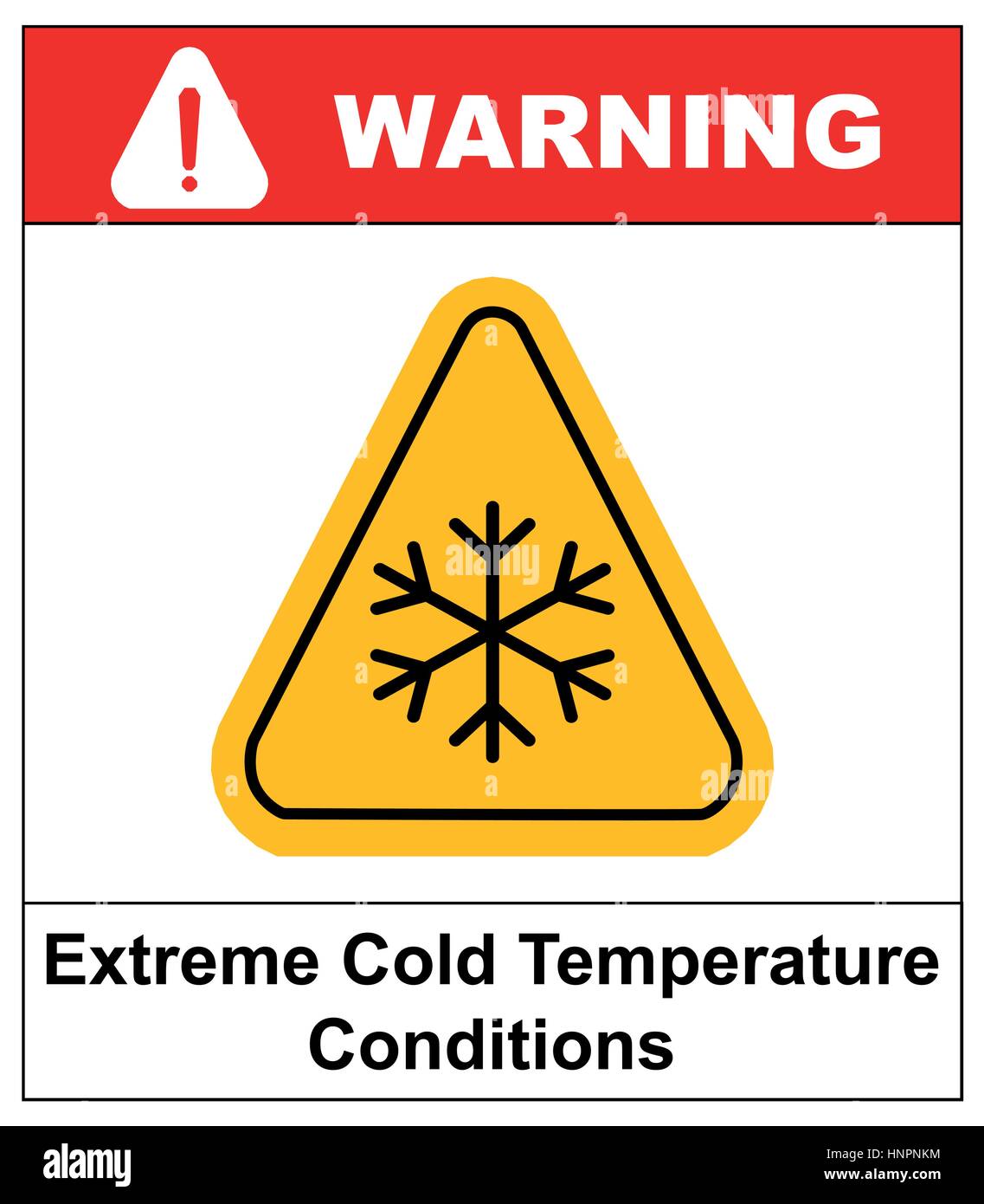 Cold warning sign , snow warning triangular sign , vector
