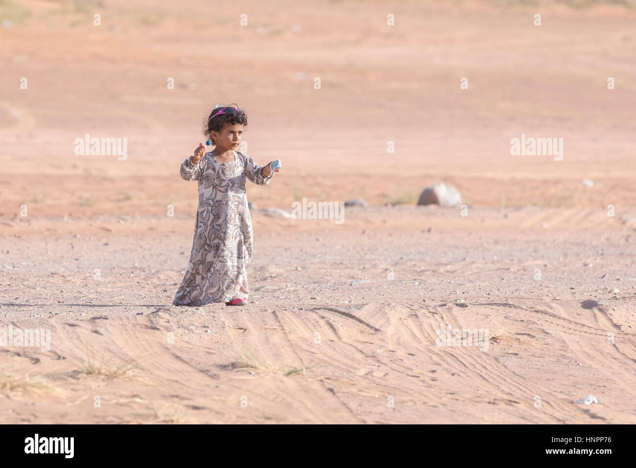 Bedouin girl in Wahiba Sands, Oman, Middle East, Asia Stock Photo