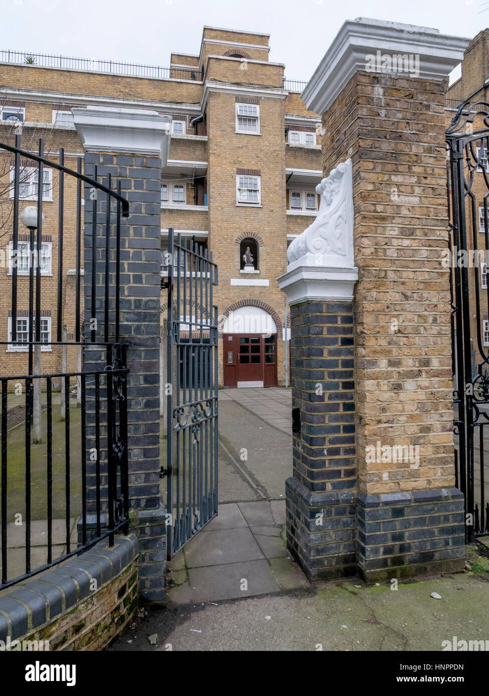 Entrance to housing estate in Somer's Town in Camden near King's Cross. Stock Photo