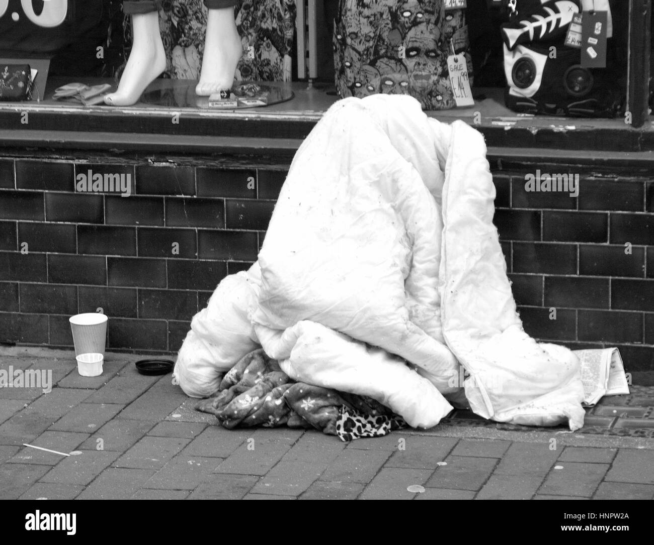 Pile of Homeless Bedding in Street Stock Photo Alamy