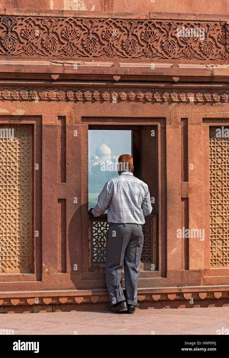 Taj mahal seen from agra fort hi-res stock photography and images