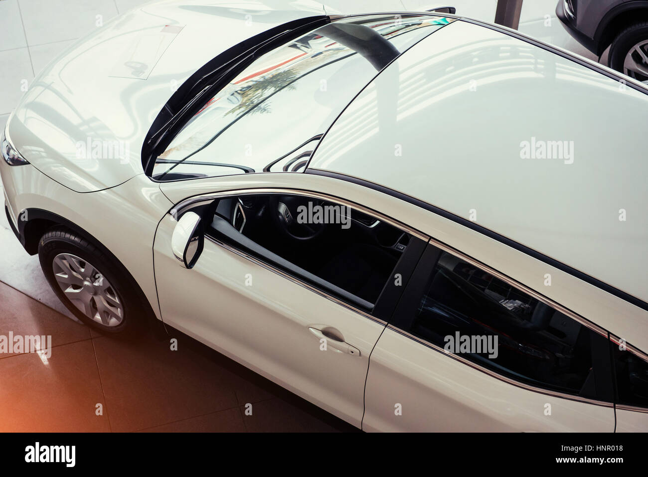 modern model cars in the showroom Stock Photo Alamy