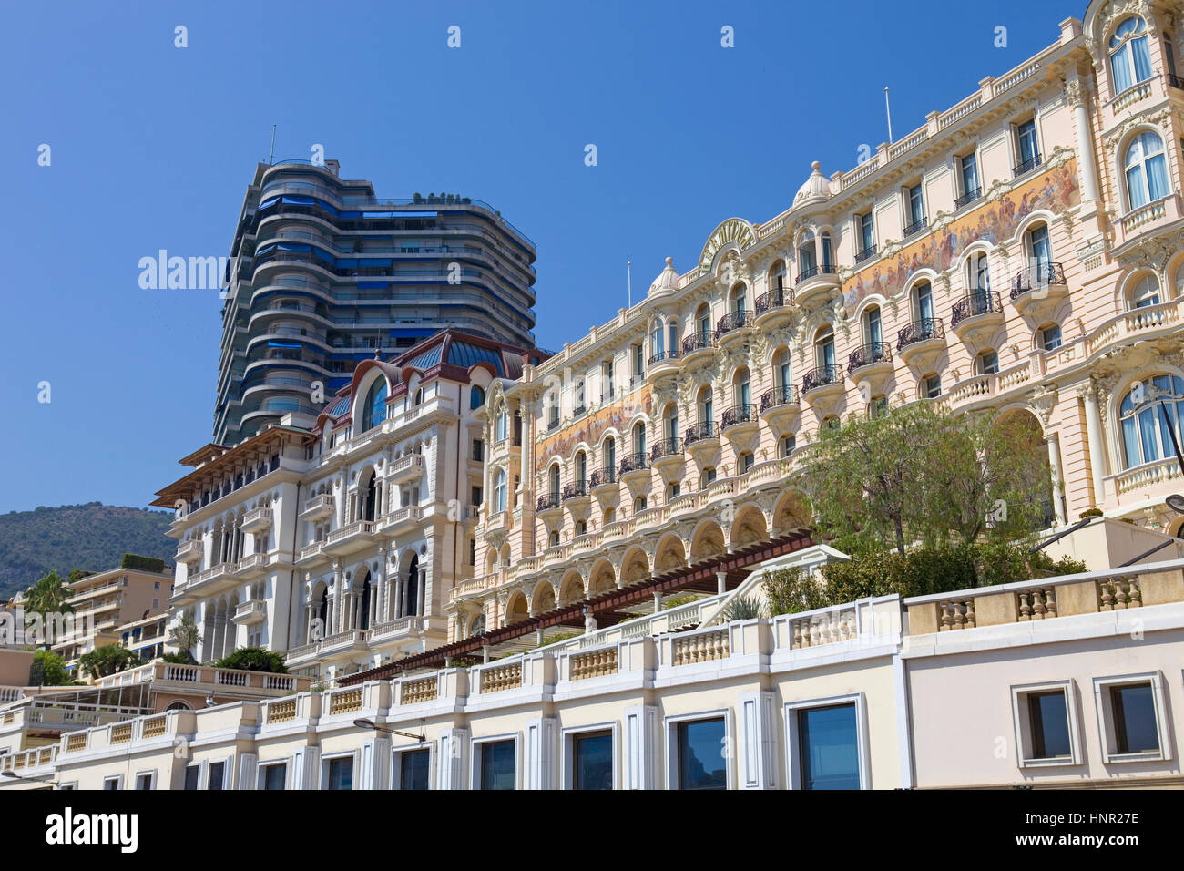 MONTE CARLO, MONACO - AUGUST 17, 2012: Luxury apartments in Monte Carlo, Monaco major financial and touristic landmark in Europe Stock Photo