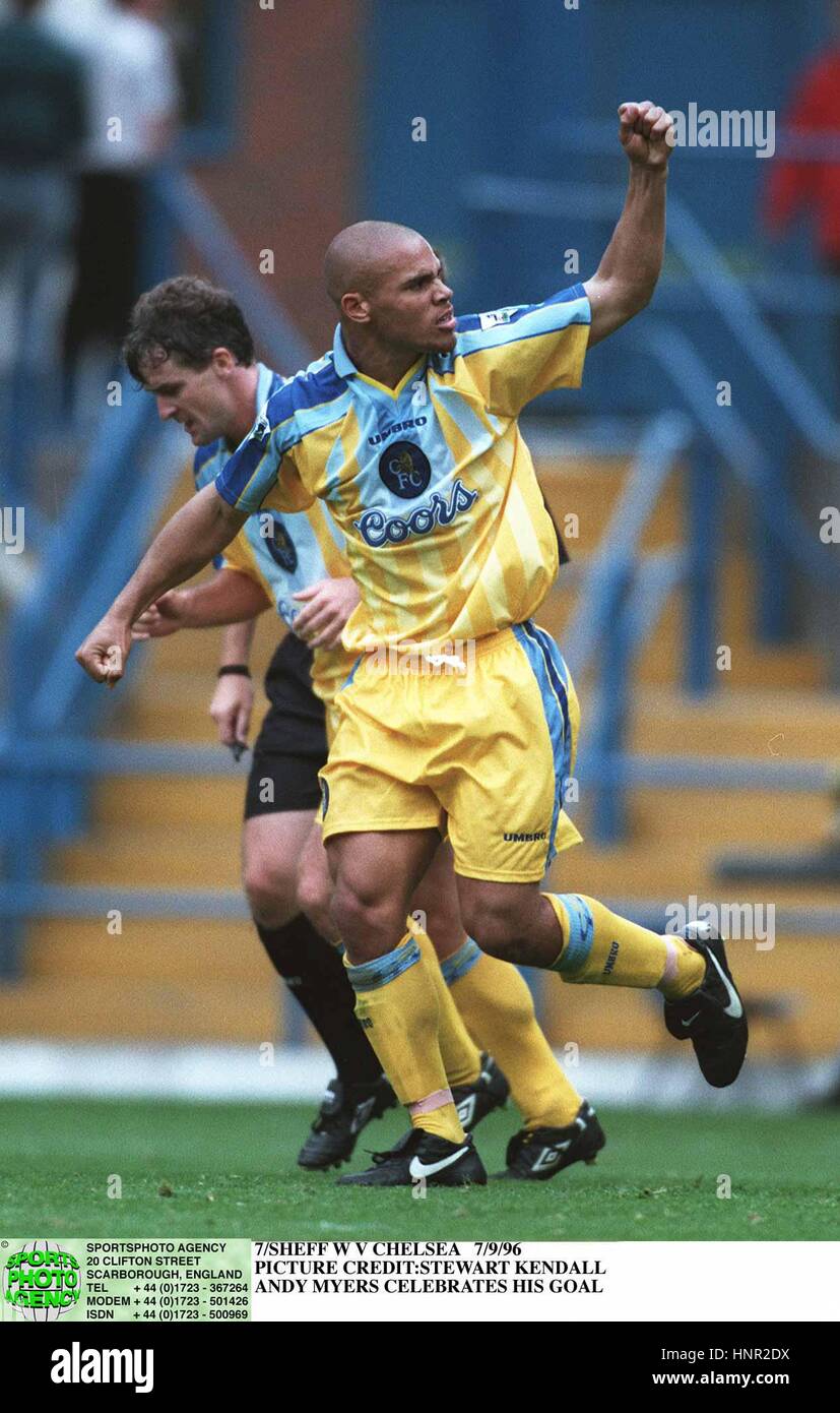 ANDY MYERS CELEBRATES HIS GOAL SHEFFIELD WEDNESDAY V CHELSEA 07 ...