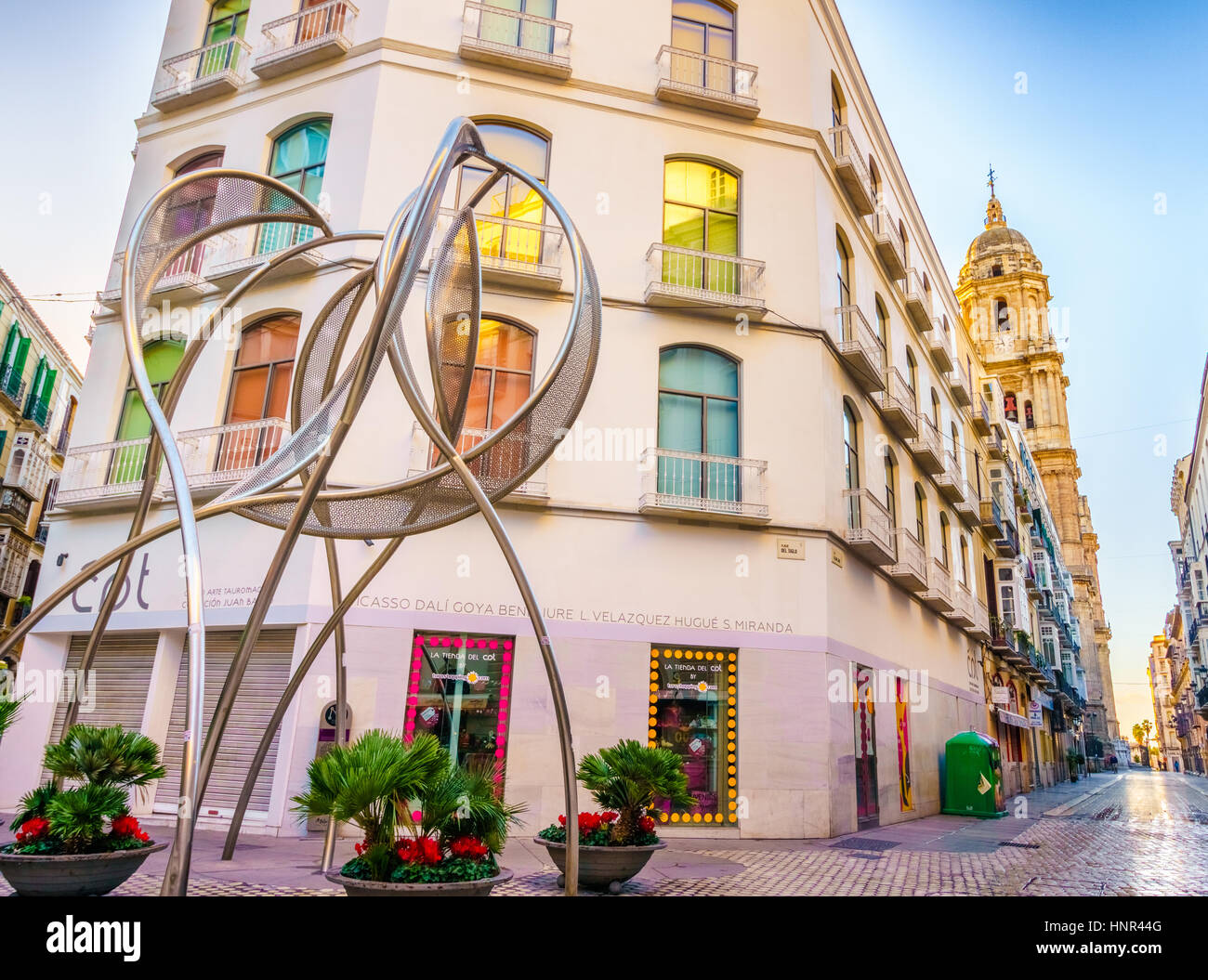 Malaga, Spain, is one of the most dynamics cities in south Europe. It  is a modern city with museums, restaurants, entertainment, and beaches. Stock Photo