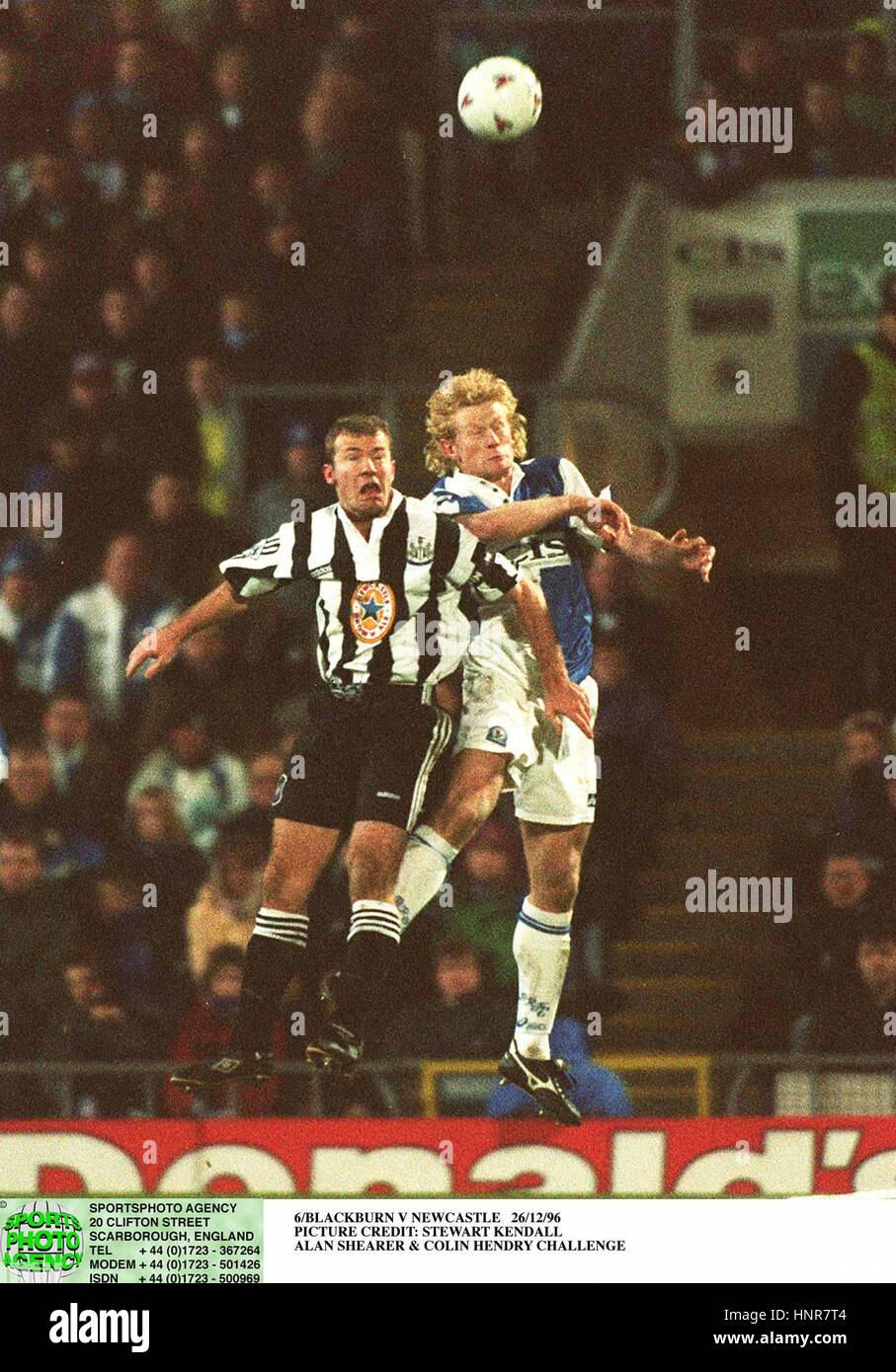 Colin Hendry Alan Shearer Blackburn Rovers V Newcastle U 26 Stock Photo Alamy