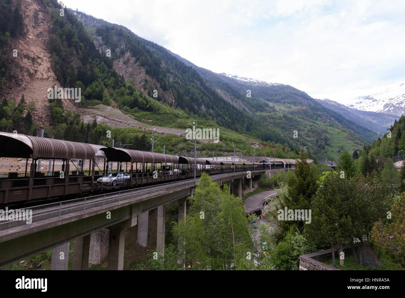 Car train from Kandersteg to Goppenstein via Lötchberg Tunnel