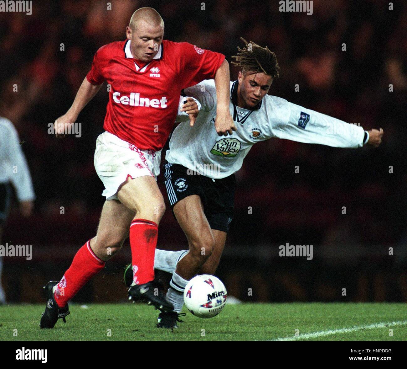 PHIL STAMP & GAVIN MAHON MIDDLESBROUGH V HEREFORD 19 September 1996 Stock Photo