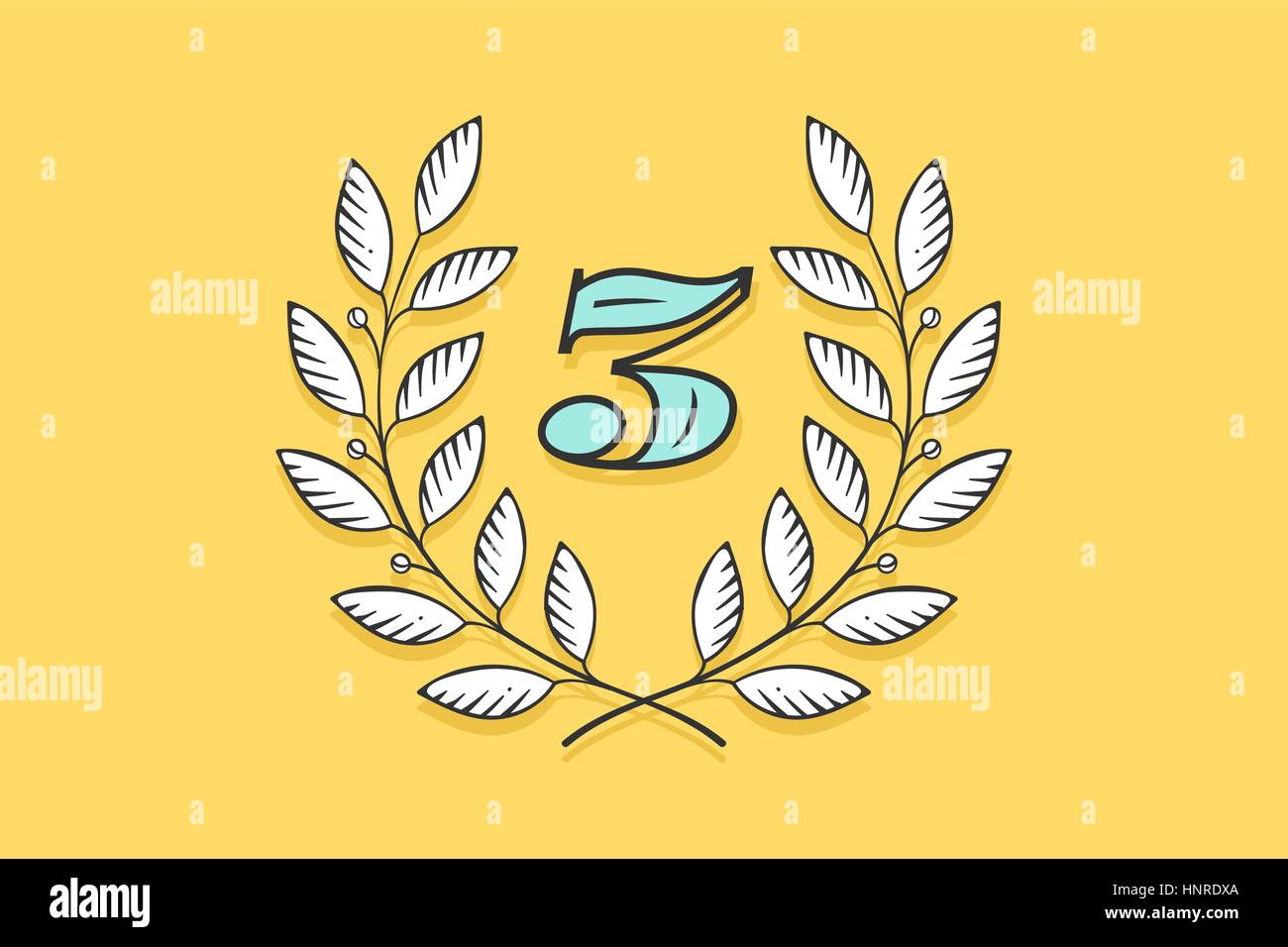 Laurel wreath icon with number Three Stock Vector