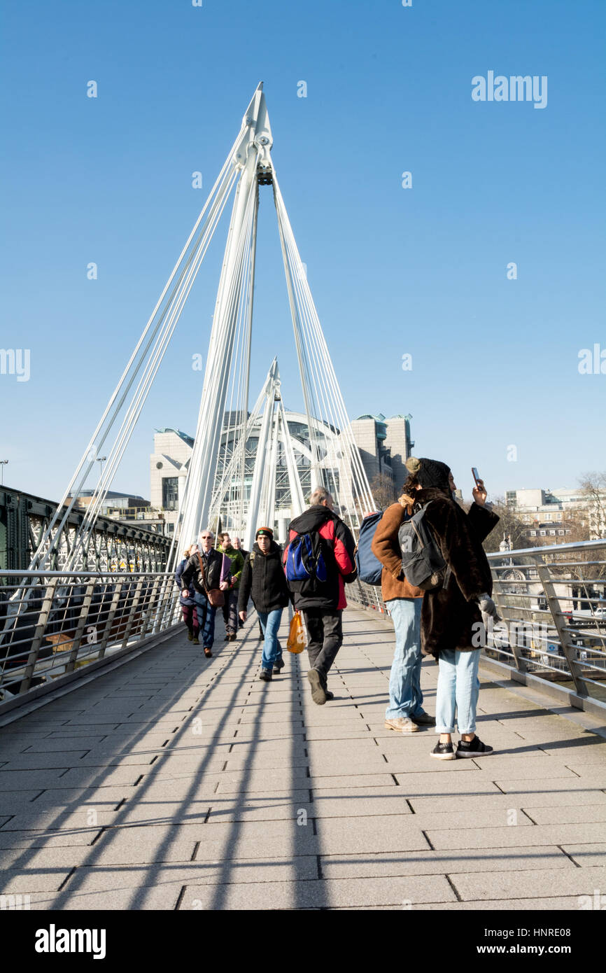 Golden Jubilee Bridge crosses the River Thames in London, UK. Stock Photo