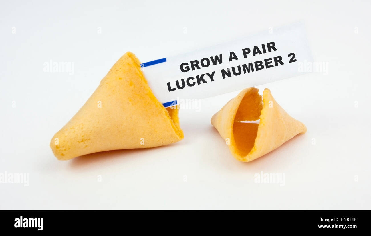 Rude And Insulting MISfortune Cookie GROW A PAIR LUCKY NUMBER TWO Humor Fun Stock Photo Alamy