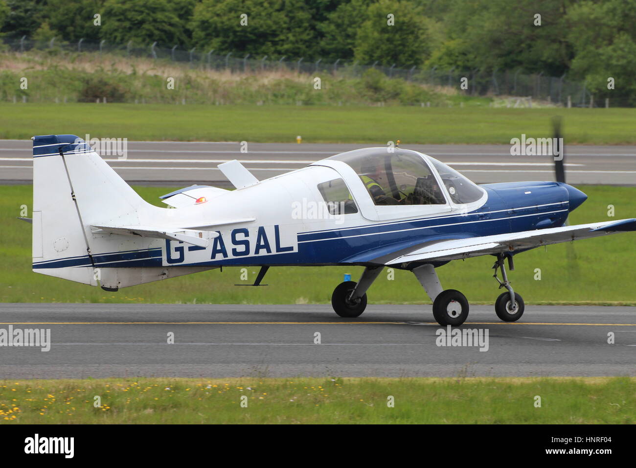 G-ASAL, a Scottish Aviation SA.120-124 Bulldog, the former company demonstrator for British Aerospace, at Prestwick International Airport in Ayrshire. Stock Photo