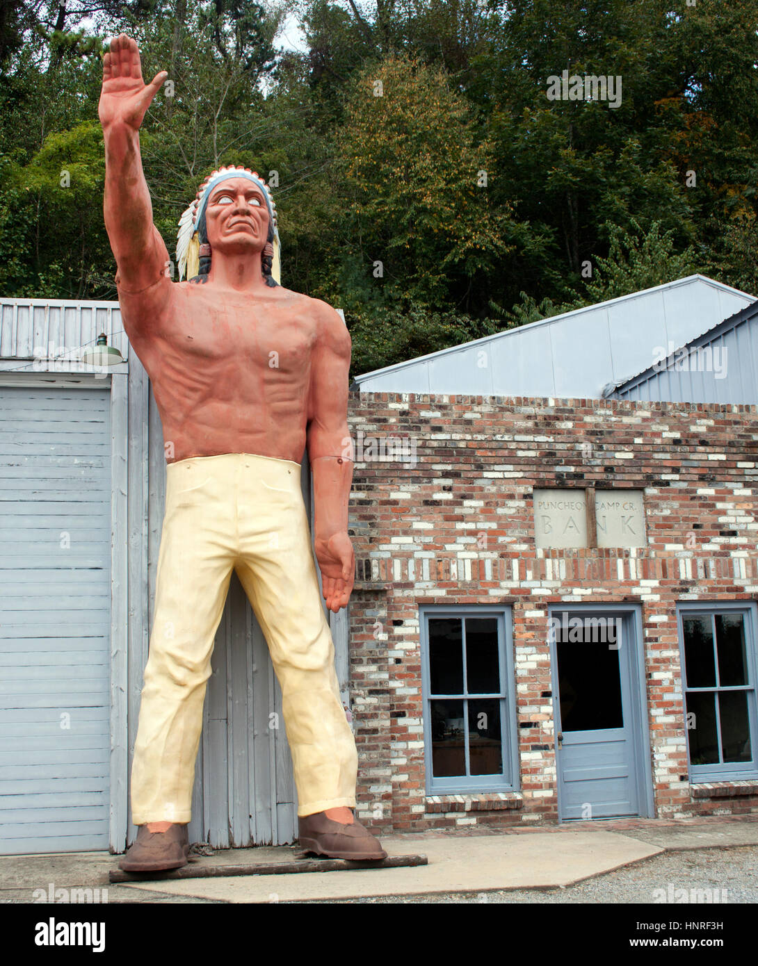 Indian Muffler Man at Puncheon Camp Creek Cattle Ranch in Edneyville