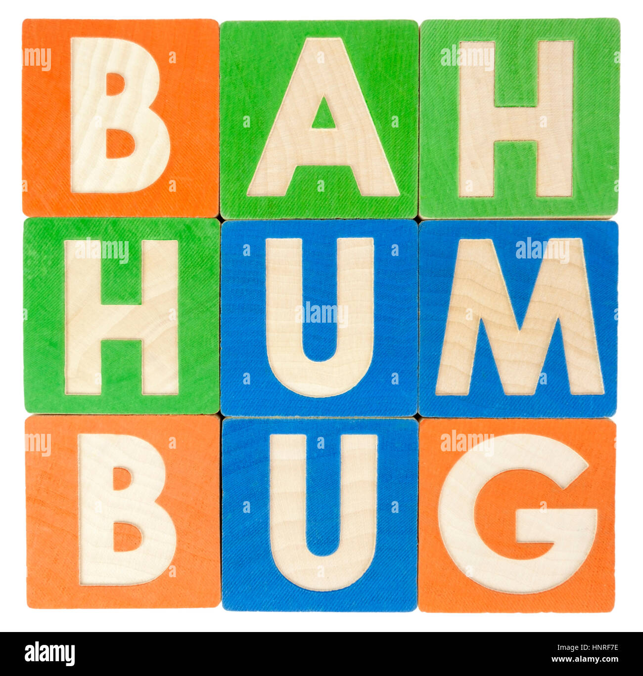 BAH HUMBUG concept presented with toy blocks. Stock Photo