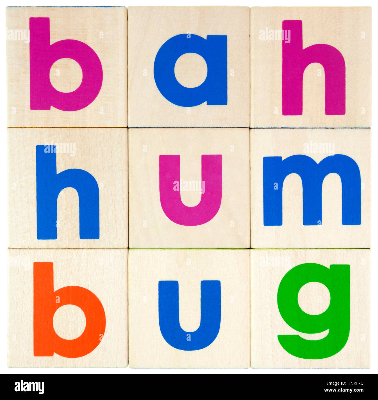 BAH HUMBUG concept presented with toy blocks. Stock Photo