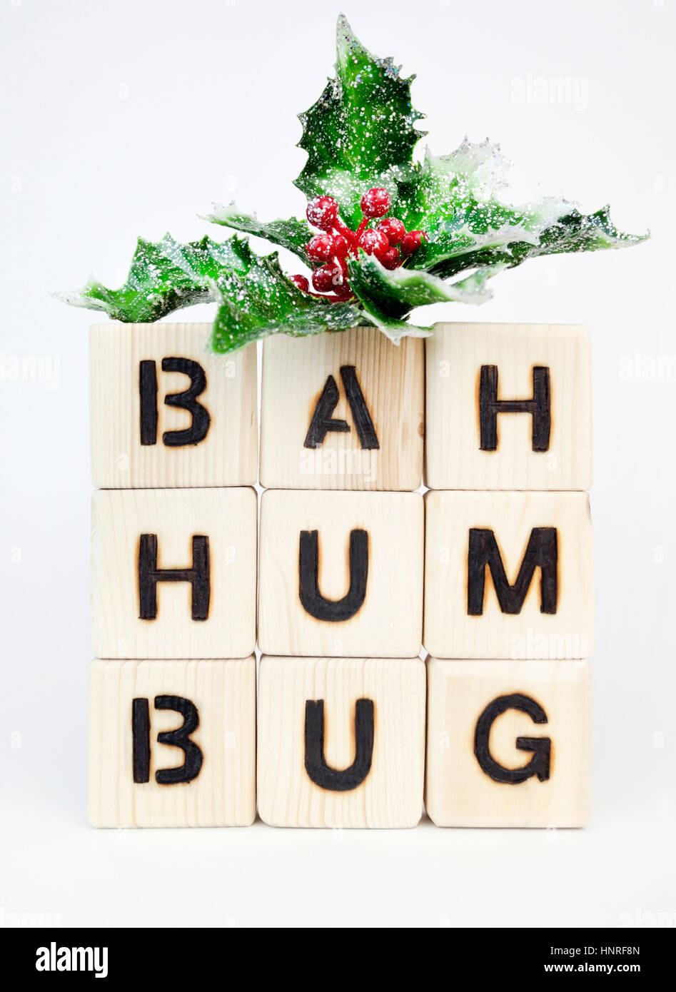 BAH HUMBUG Christmas holiday sentiment. Fun. Humor. Isolayted. Stock Photo