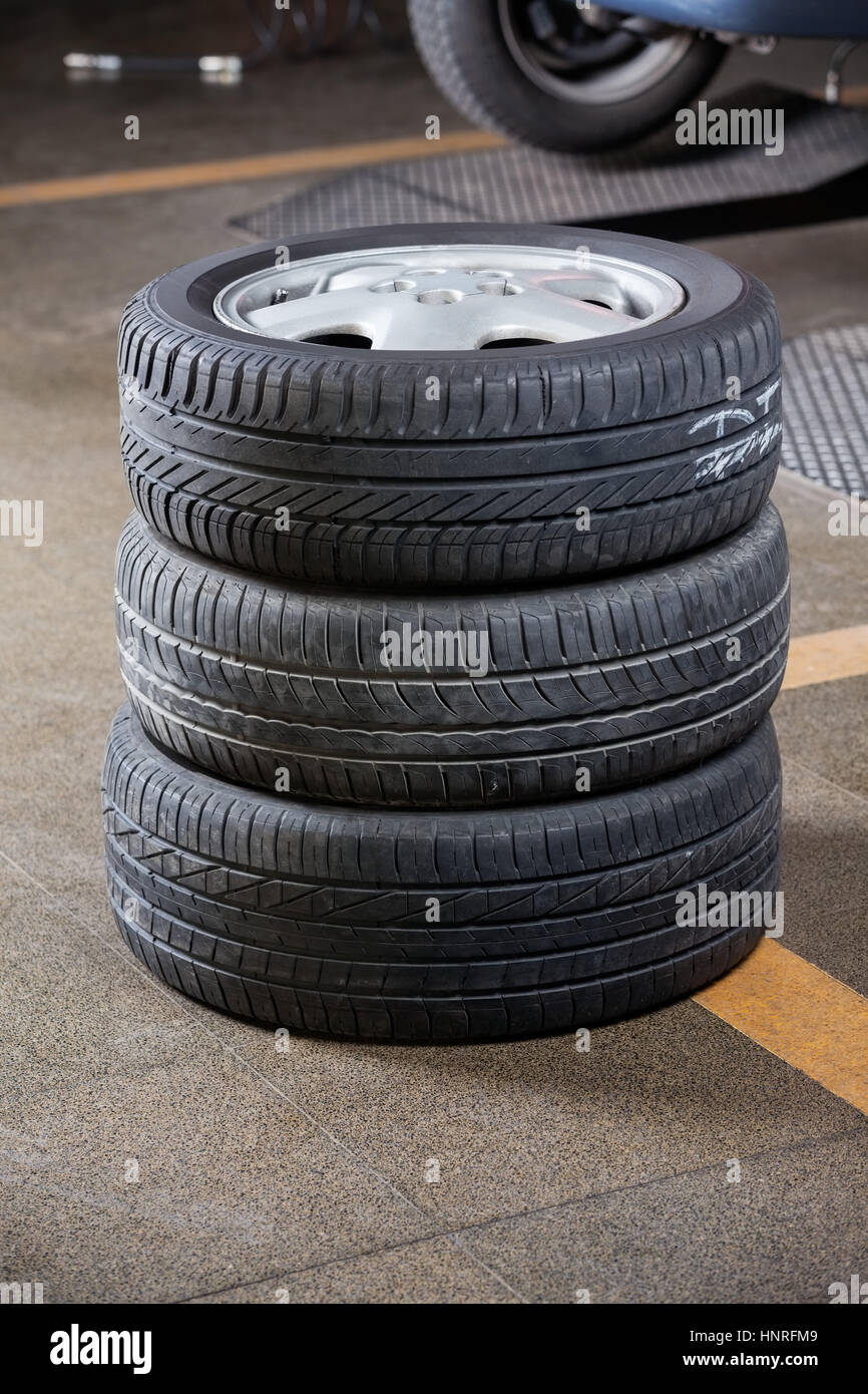 Tires At Garage Stock Photo