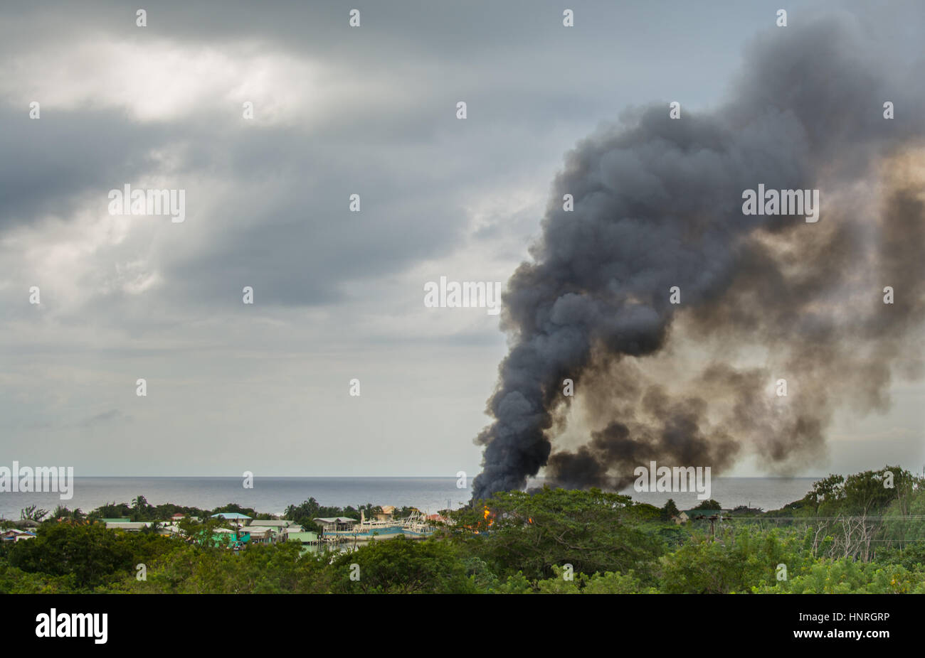 Boat Explosion and Fire Stock Photo Alamy