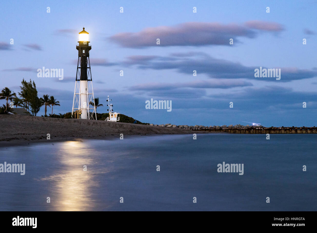 Hillsboro Inlet Lighthouse - Pompano Beach, Florida USA Stock Photo