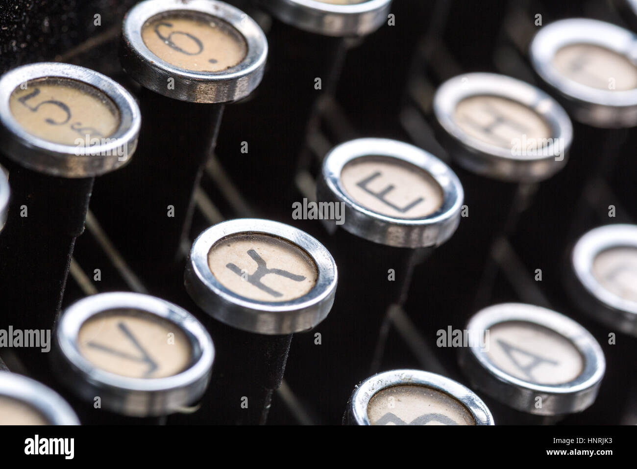 Vintage typewriter keys closeup image. Old type writer buttons macro ...