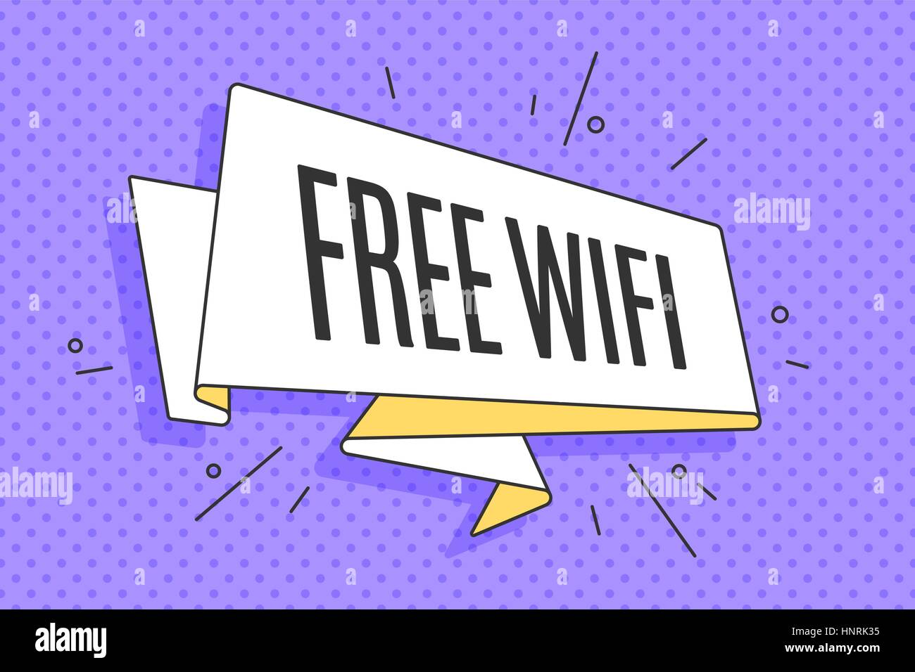 Trendy Old School Ribbon Banner With Text Free Wifi Stock Vector