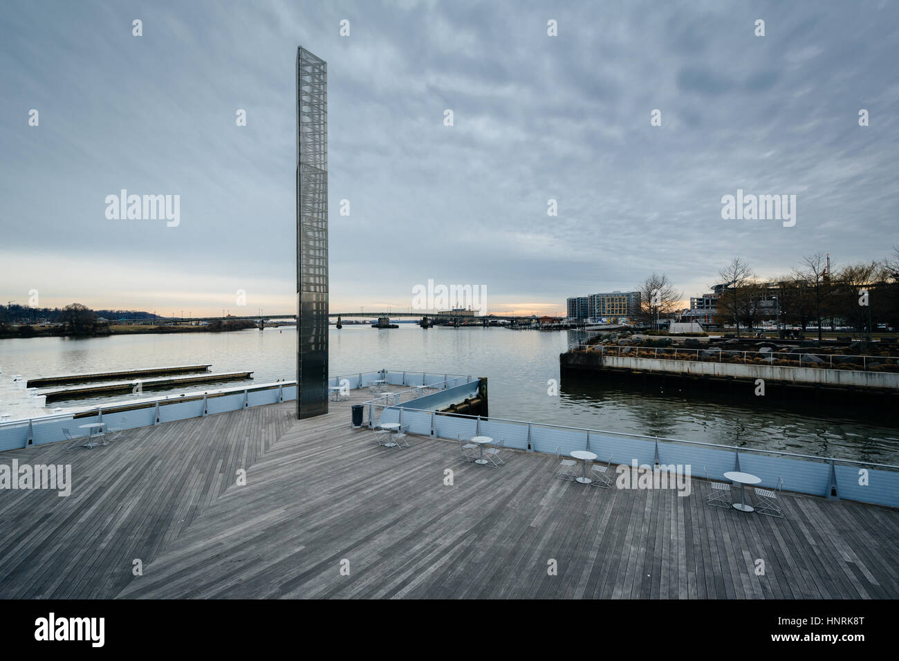 The Anacostia River, at The Yards Park, in Washington, DC. Stock Photo