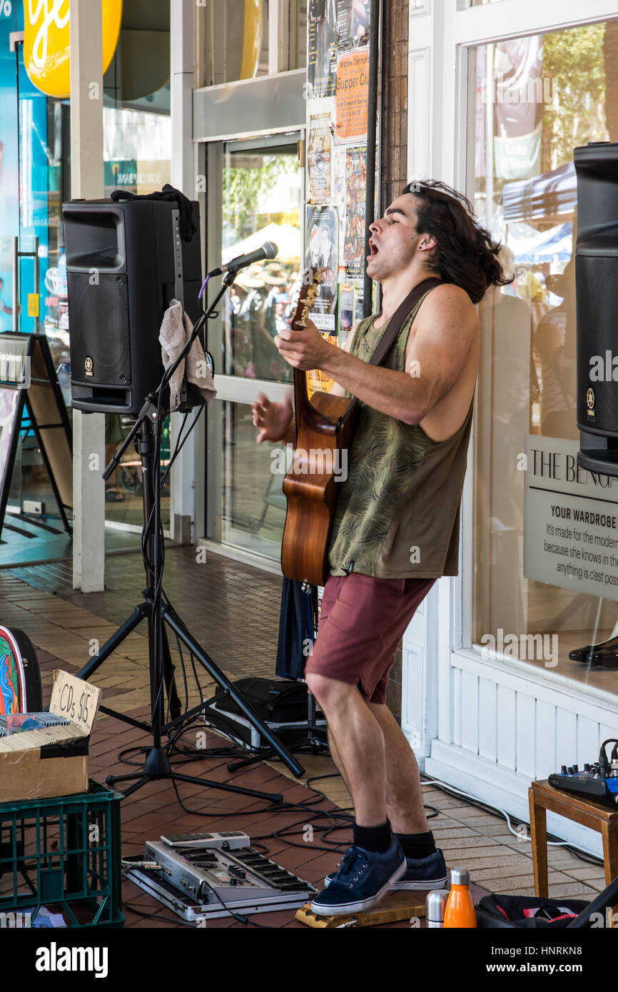 Ziggy Mcneill Busking With His Acoustic Fingerstyle Guitar At