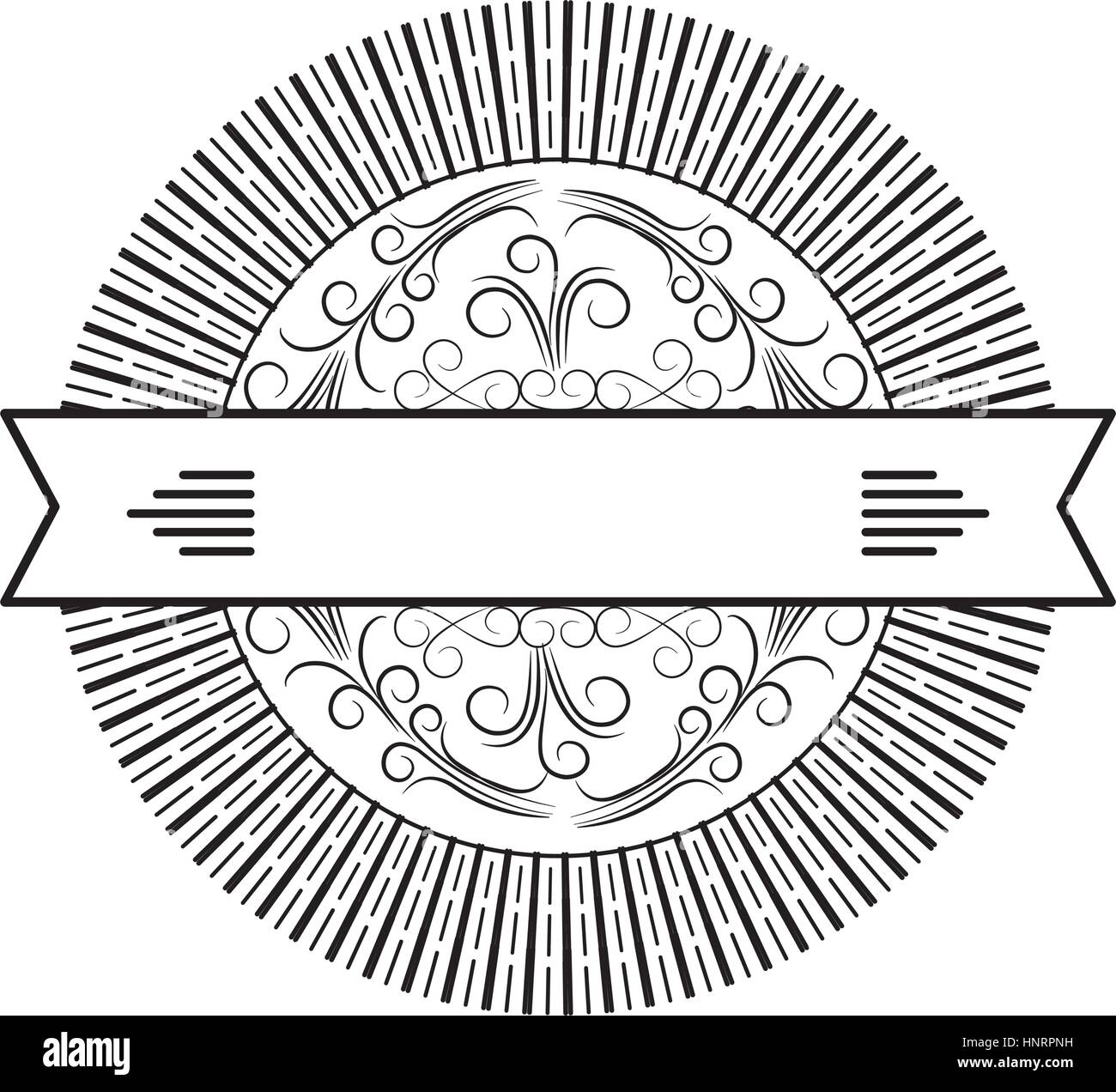 Round Scroll Decorative Frame Banner Ribbon Vector Illustration