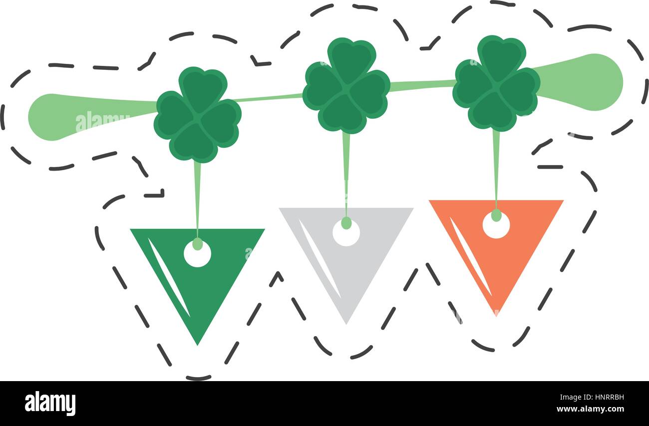 cartoon st patricks day clover pennant decorative vector illustration ...
