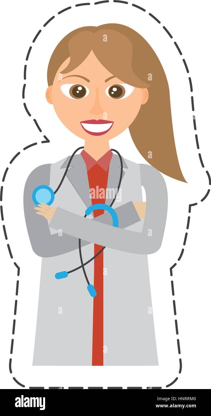 Young female doctor wearing stethoscope Stock Vector Images - Alamy