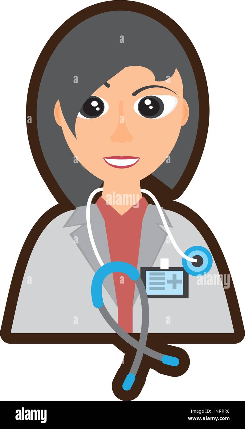 doctor woman stethoscope and id card vector illustration eps 10 Stock ...