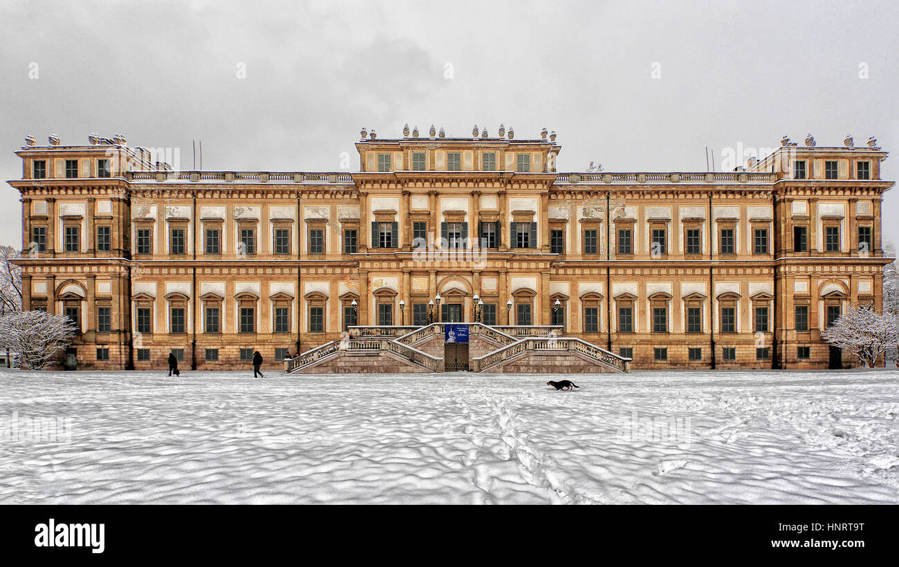 Villa Reale Monza in winter with snow , Brianza, Lombardy, Italy Stock Photo