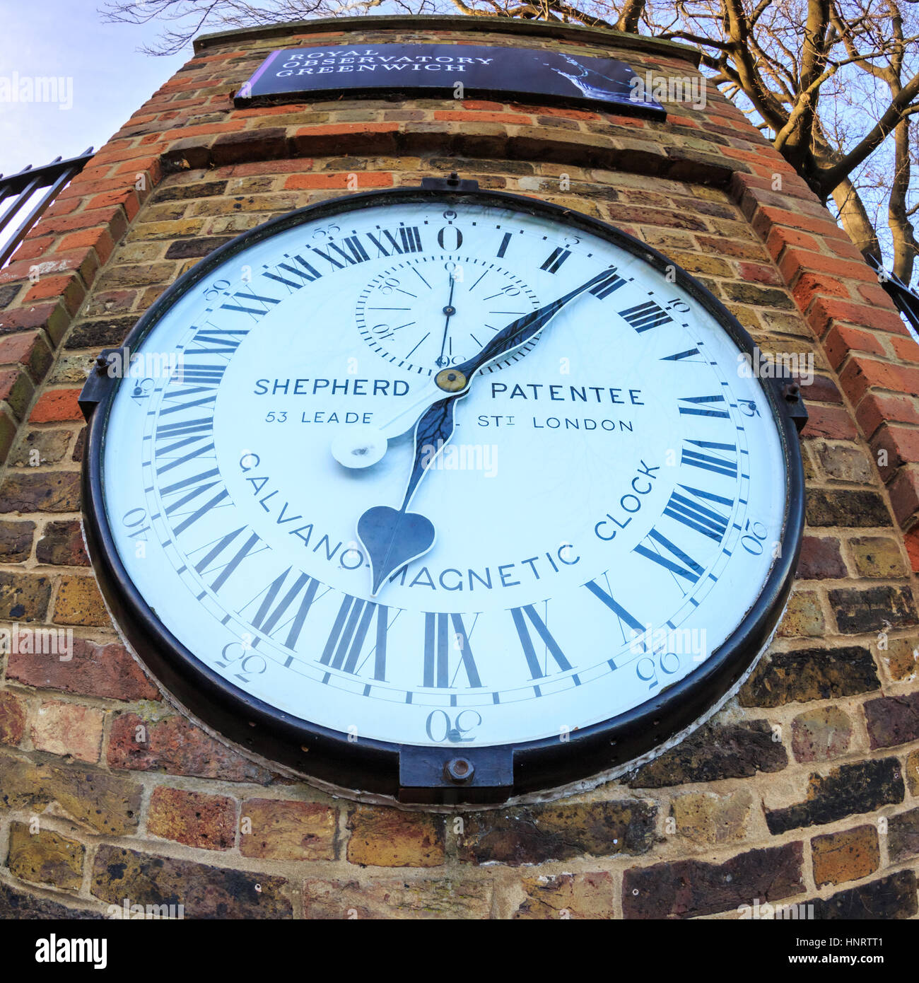 The Shepherd Gate Clock outside the Royal Greenwich Observatory  in Greenwich, London Stock Photo