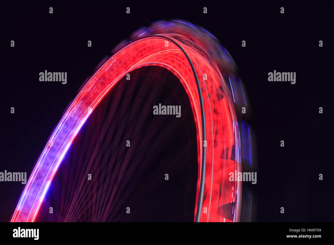 Night long exposure detail of the London Eye ferris wheel, London, UK Stock Photo