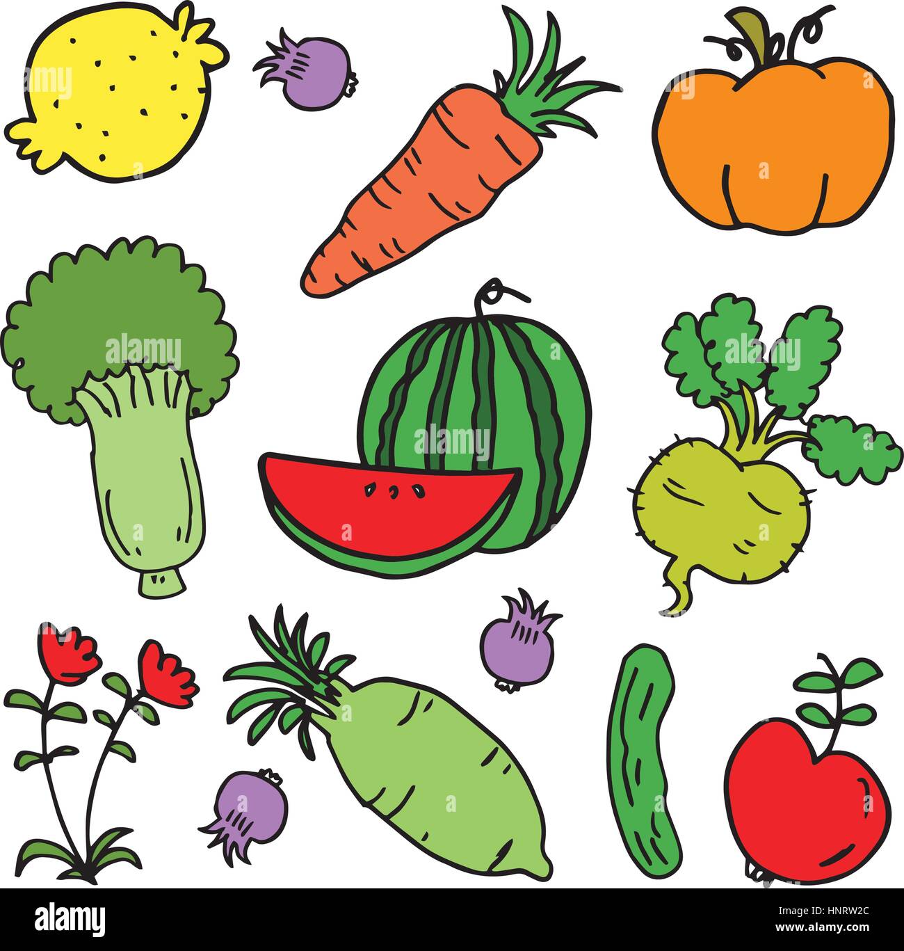 Vector illustration of vegetable set collection stock Stock Vector ...