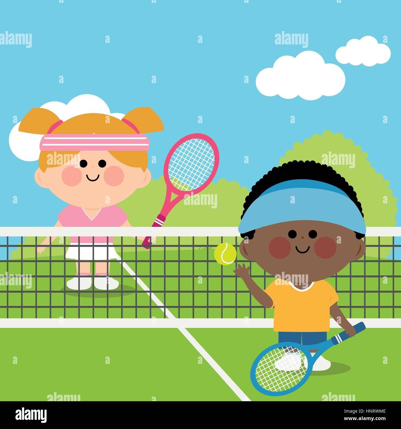Kids Playing Tennis Clipart