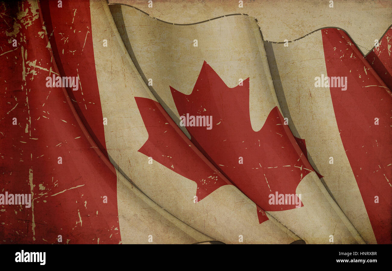 Illustration of a rusty Canadian flag printed on old paper Stock Photo ...