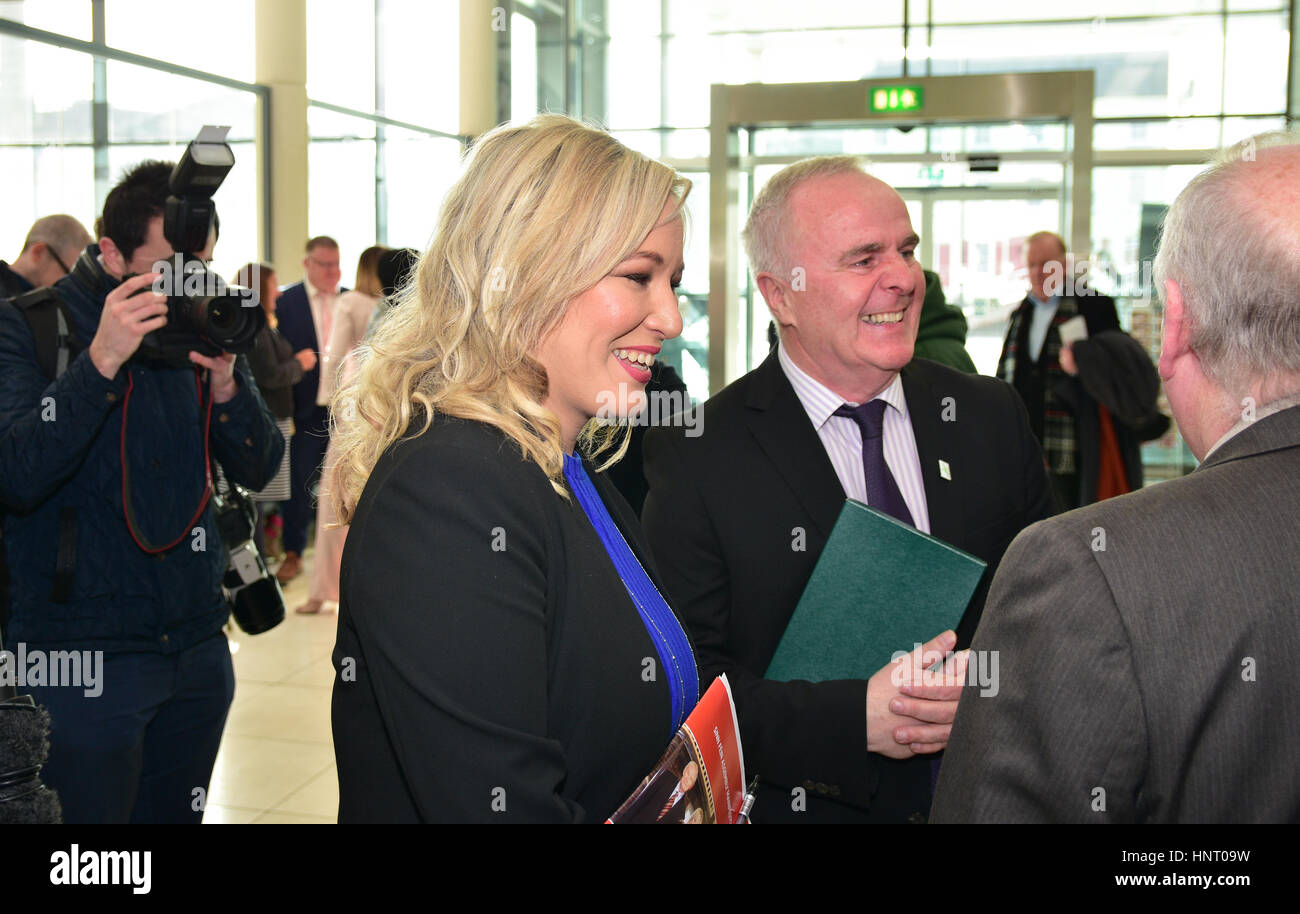 Armagh City, UK. 15th February 2017. Sinn Féin Party Leader Michelle O'Neill at the  parties Manifesto launch in Armagh City ahead of March Elections. Credit: Mark Winter/Alamy Live News Stock Photo