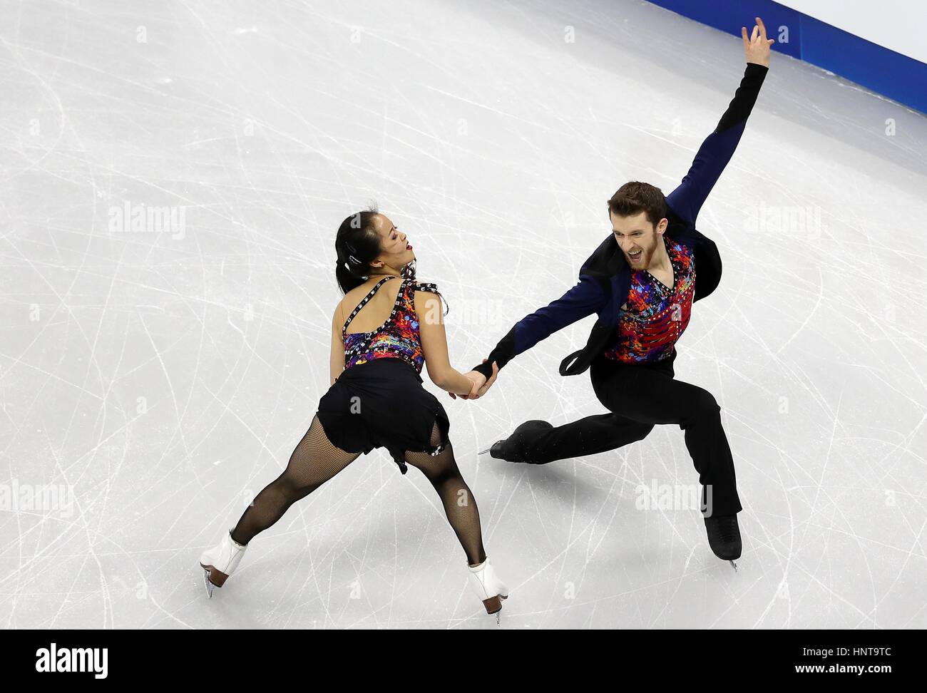 Yura Min and Alexander Gamelin of South Korea compete in the Pairs Short Program during ISU Four Continents Figure Skating Championships Test Event For PyeongChang 2018 Winter Olympics at Gangneung Ice Arena February 16, 2017 in Gangneung, South Korea. The event is being held one year before the start of the 2018 Winter Olympic Games in PyeongChang.   (Jeon Han/Koreanet via Planetpix) Stock Photo