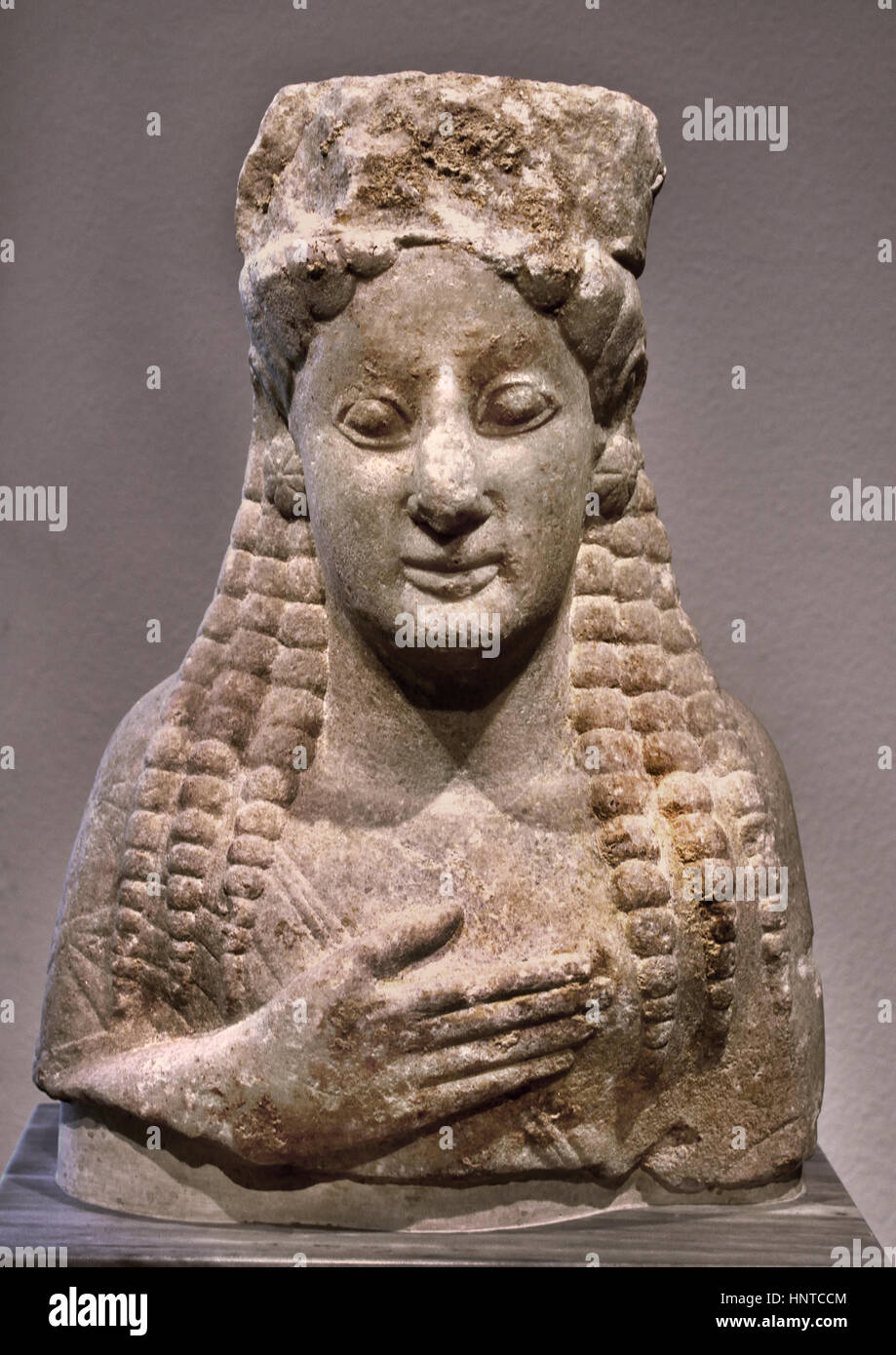 Upper Body of a Girl Statue 550 BC Marble Chalkedon Turkey Turkey Stock Photo