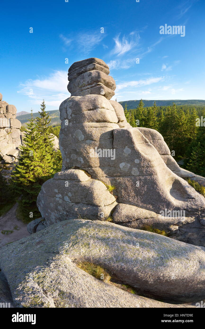 Pielgrzymy Rock formation in Karkonosze Mountains, National Park, Poland Stock Photo